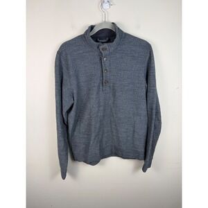 Marine Layer Mens Henley Pullover Heathered Grey Organic Cotton Tencel 14508 M